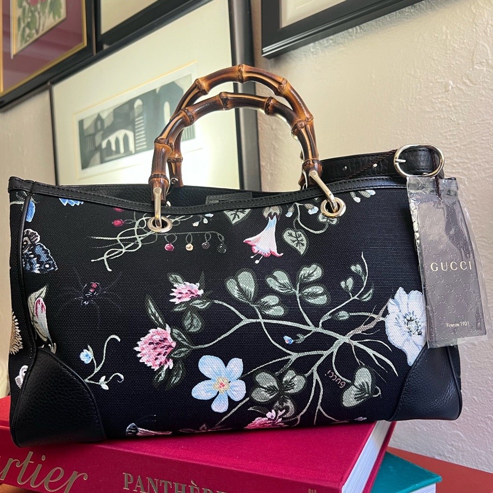 Gucci Flora Bamboo Shopper Tote
